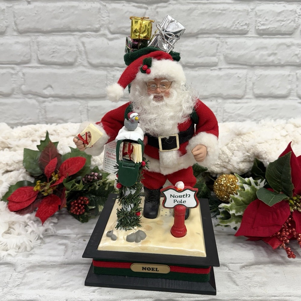 Vtg Holiday Creations Holiday Scene Santa At The North Pole Music & Light 1993